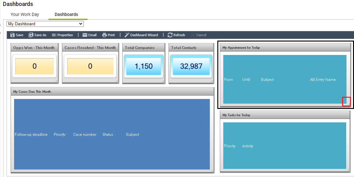 Dashboard indicator before resizing